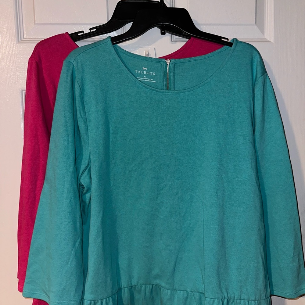 Talbots Pink and Teal Long Sleeve Tops